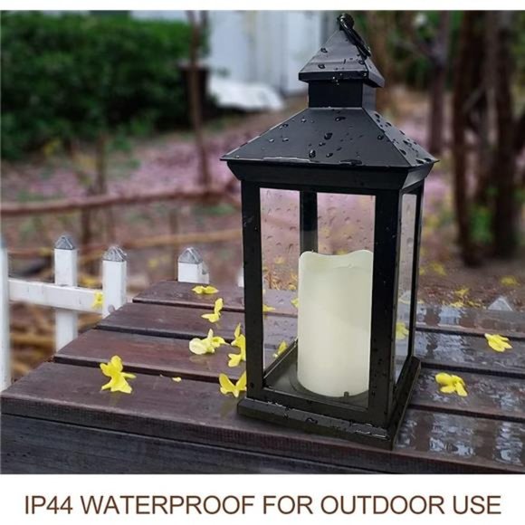 14" Tall Vintage Decorative Lantern with LED Pillar Candle - Outdoor Lantern - Picture 4 of 8